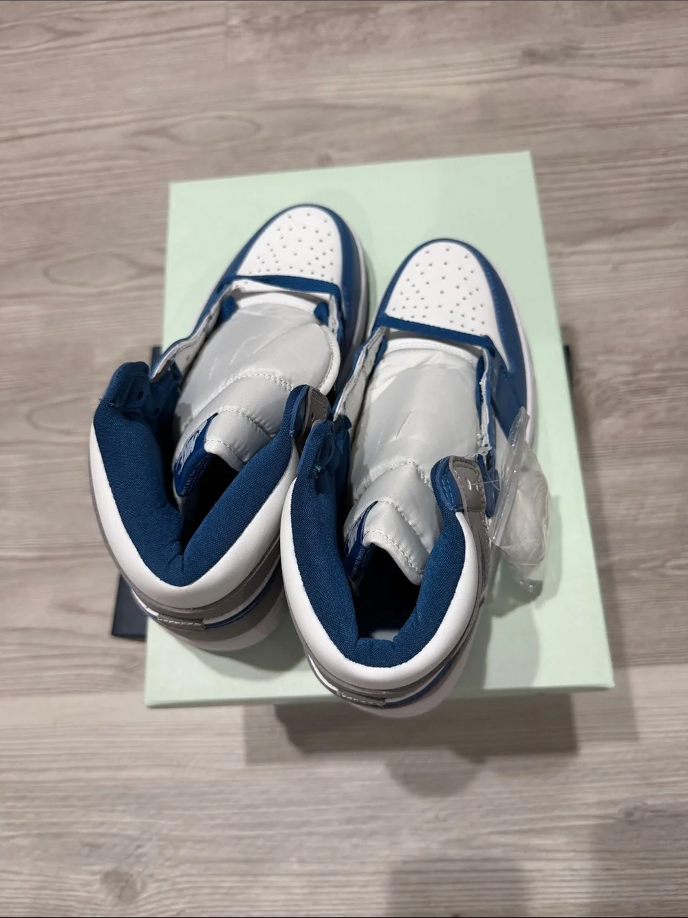 Jordan High-Top Sneakers in Blue, White & Gray
